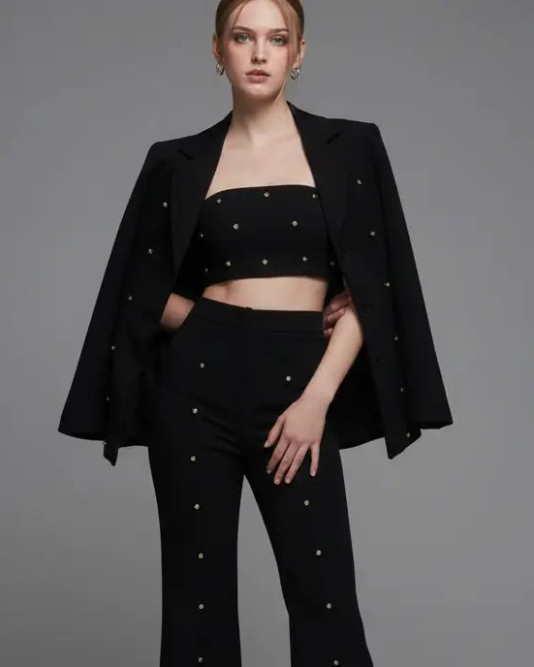 Crystal Long Blazer - Black Moniique Brand