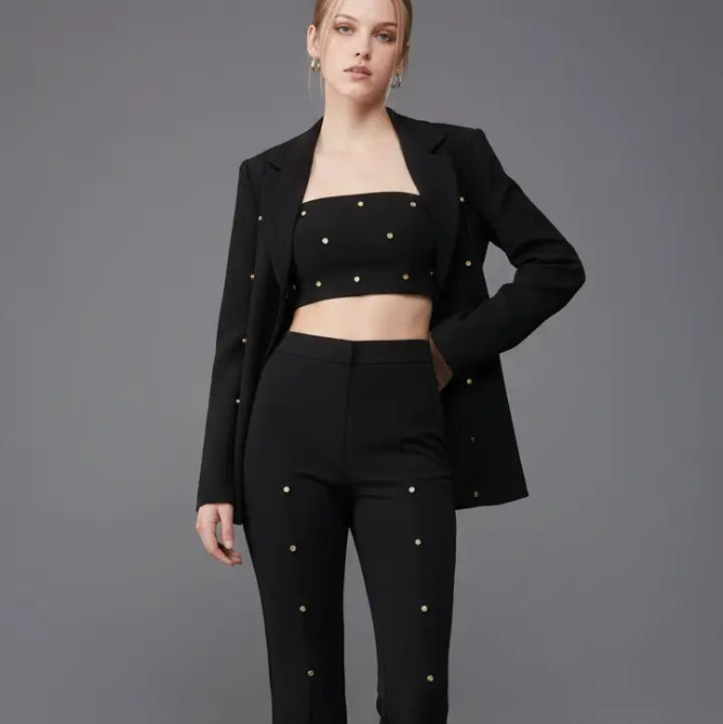 Crystal Long Blazer - Black Moniique Brand