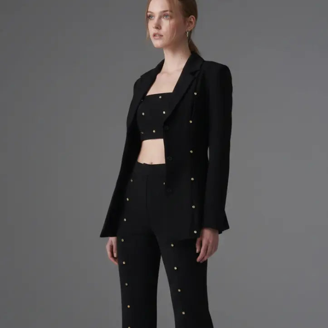 Crystal Long Blazer - Black Moniique Brand