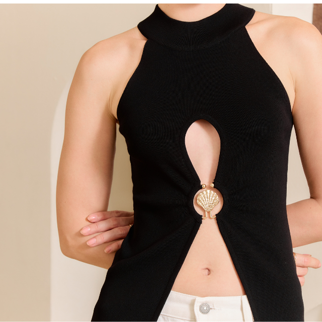 Laura Slit Knit Top Moniique Brand