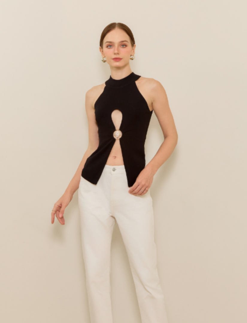 Laura Slit Knit Top Moniique Brand