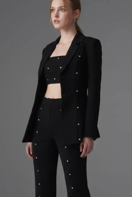 Crystal Long Blazer - Black Moniique Brand